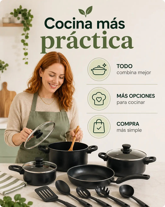 Cocina ollas 13 piezas utensilio