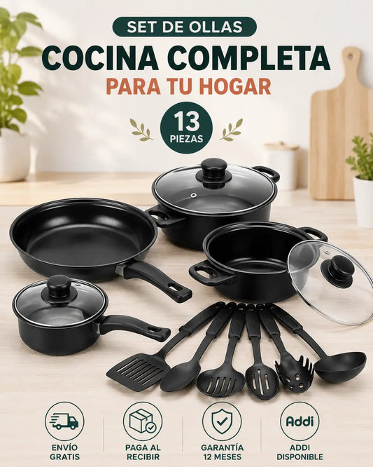 Cocina ollas 13 piezas utensilio